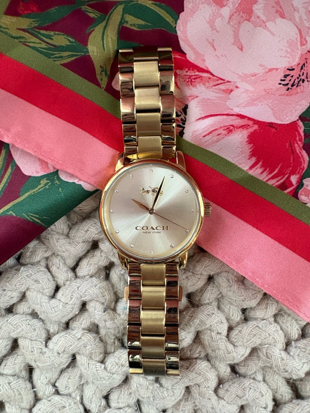 Coach Gold-Tone Bracelet Watch with Champagne Dial